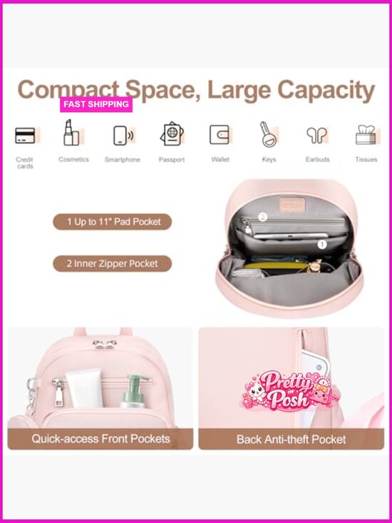 Mini Backpack, Anti Theft Backpack, Waterproof Lightweight Puffer Backpack with main image 6